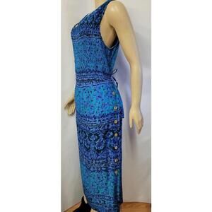 ANNA MAXWELL Size 16W Blue Floral Sleeveless Maxi Women's Dress #C